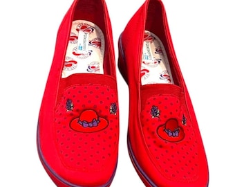 Vintage Red Hat Society Grasshoppers by Ked's Women's Slip On Plush Loafers 8.5M