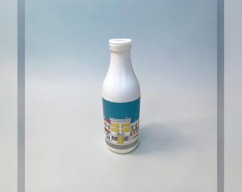 Vintage Carlton Glass White Milk Glass Jug With City Scene Bottle Butcher Bistro