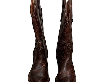 Miss Capizio Lädercowgirlstövlar med staplad klack, Mörkbrun Storlek 6.5 M/ D