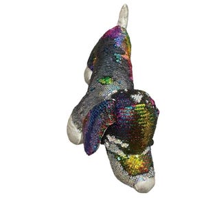 NWOTDog Peluche Bassotto con paillettes reversibili arcobaleno argento, cucciolo giocattolo da 45 cm