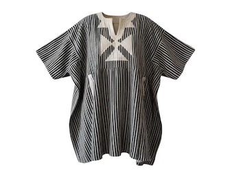 Traditionele UNISEX Ghanese handgeweven kiel met blauwe en witte strepen Batakari