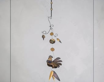 Vintage vintage mobiel uit het midden van de eeuw modern messing, koper en email van Cesar Vasquez