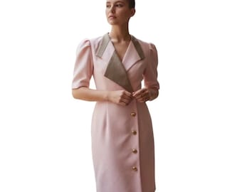 QUARTZ レディース Vネック ラペルカラー 半袖 ドレス サイズ10