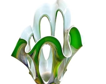 Makora Krosno Handgjord MCM Konstskulptur Flerfärgad Glasvas