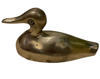 Vintage massiv mässingsfigur av anka pappersvikt