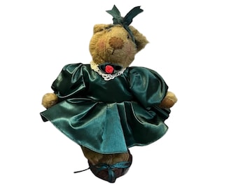 Silvestri Dancing Standing Plush 14" Tall Christmas Teddy Bear Green Dress