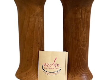 Pair of wooden You Know, Inc Midcentury wooden pillars Candle holder.