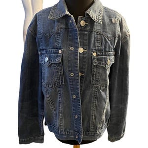 True Religion Brand Jeans World Tour Jimmy Denim Jean Jacket Size XL Vintage image 3