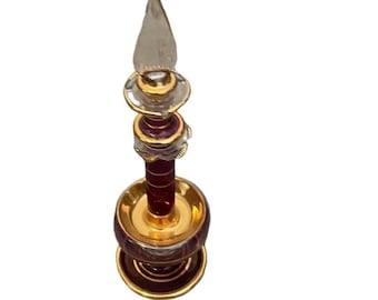 Hand Blown & Decorated Gold Gilt Egyptian Glass Perfume Bottle