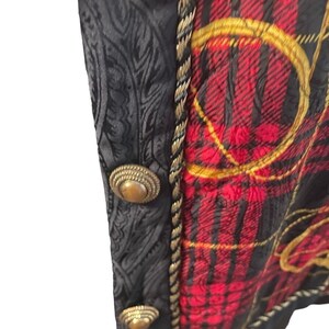 Vintage Adrianna Papell Women's Silk Quilted Plaid Horn Baroque Jacket, Size 10 image 9