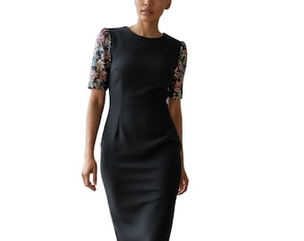 Nah Nah Vintage svart damklänning med paljettärmar, storlek 6P