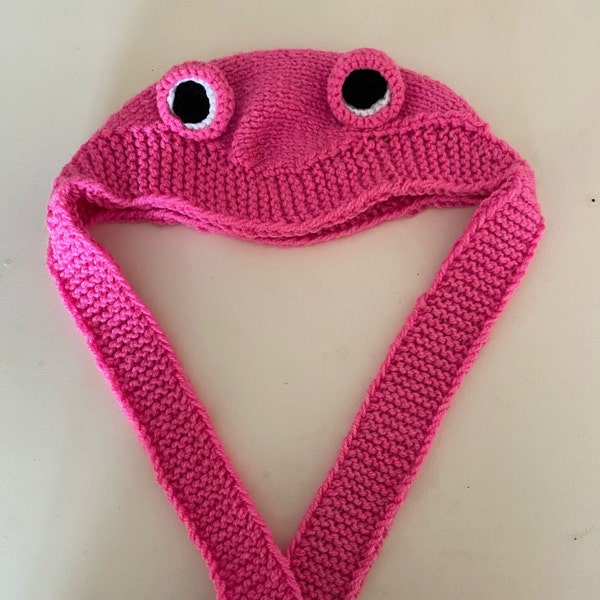 Kids' Handmade Froggy Beanie - Cozy Knitted Animal Cap for Children