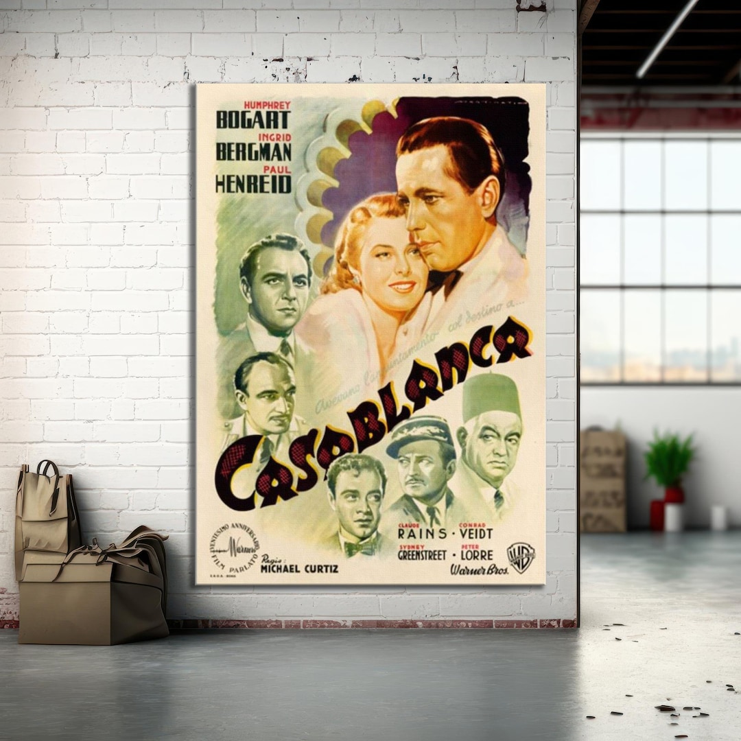 Casablanca 1942 Film Poster Canvas Print, Dracula on Canvas, Retro ...