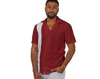 Retro gestreept bowlingshirt met kampkraag: linnenlook gemaakt in de VS