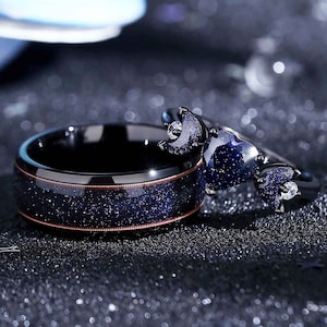 Heart Shape Orion Nebula Couples Rings, Guitar String