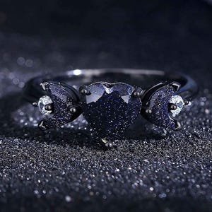 Orion Nebula Heart Shape Ring for Women, Matching Promise Couple Rings, His and Hers Wedding Band.