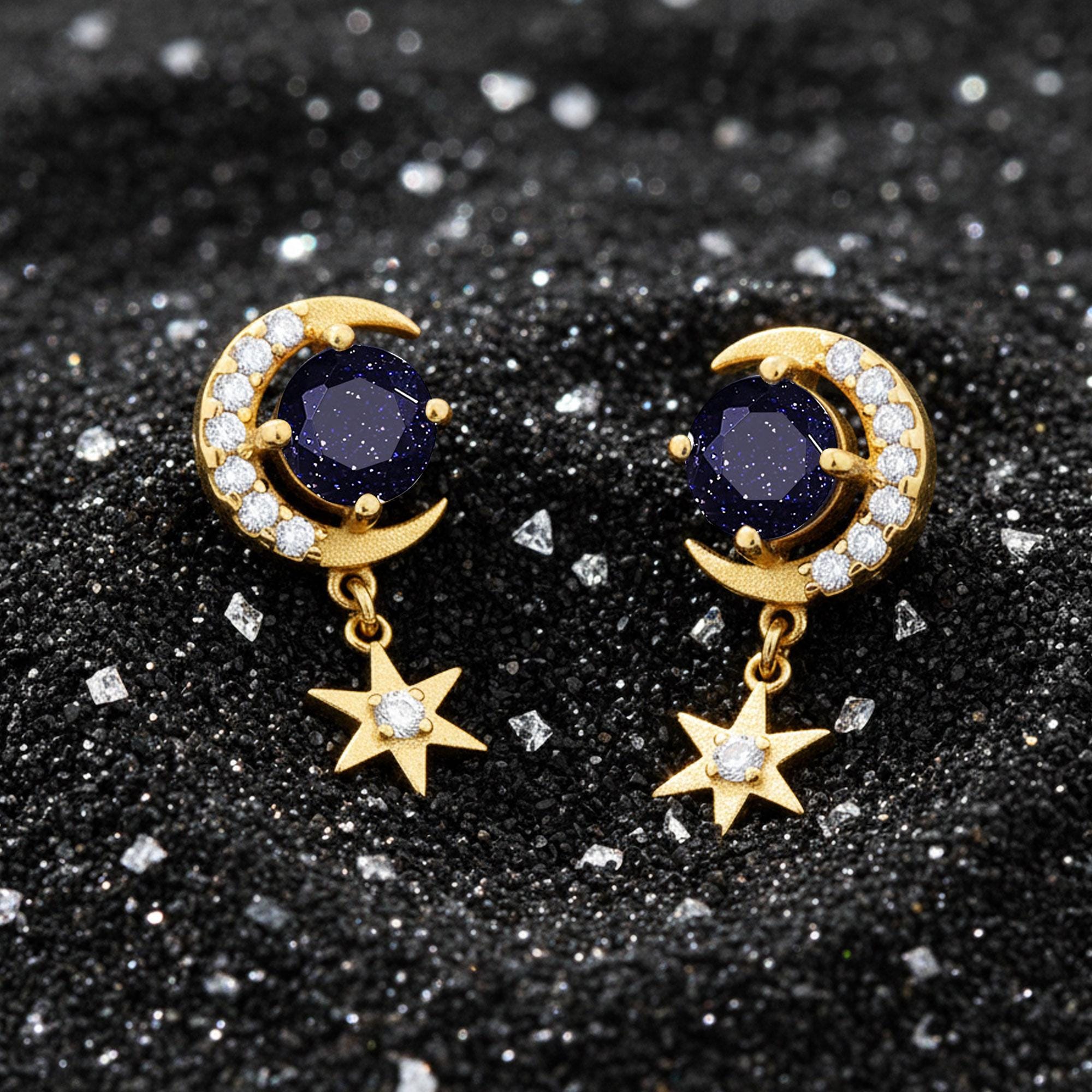 Blue Star Earrings - Etsy