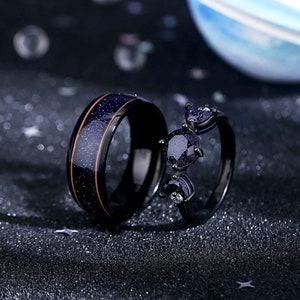 Sun and Moon Ring – Guitar String & Blue Sandstone Engagement Ring. image 2