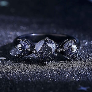 Sun and Moon Rings for Women, Orion Nebula &quot;Heavenly Music&quot; Rings, Matching Promise Couple Rings, His and Hers Wedding Band.