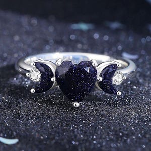 925 Sterling Silver Heart Shape Orion Nebula Ring for Women, Couples Rings, Matching Promise Couple Rings for Her, Wedding Ring.