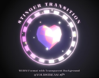 Crystal Heart Stinger Transition: Neon Glow, Webm Format (Digital Download)