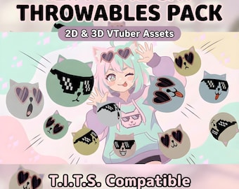 12x Meme Cat Throwables | 2D/3D VTuber Assets Pack for Twitch Integrated Throwing System & VTubing | Twitch Stream Decor