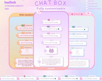 Heart Twitch Chatbox Widget: Pastel Vtuber Stream Overlay (Digital Download)