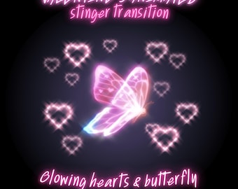 Glowing Heart & Butterfly Stinger Transition | Pink Love Theme Animated Overlay | Valentine's Day Stream | VTuber Assets | OBS | Webm