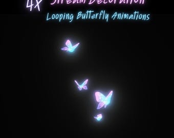 Pastel Animated Butterfly Stream Decorations: Twitch & YouTube (Digital Download + OBS Guide)