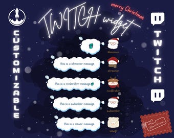 Christmas Twitch Chat Widget | Live Chat Box | 4 Avatars (Santa, Snowman, Reindeer, Fluffy) | StreamElements Asset | Colors Customizable