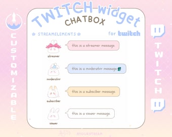 Rabbit Twitch Chat Widget: StreamElements Overlay with Customizable Colors (Digital Download)