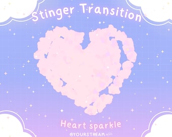 Sparkling Heart Stinger Transition: Pink Stream Overlay (Digital Download)