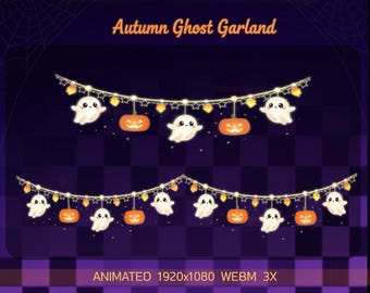 Animated Autumn Ghost Garland: Halloween Stream Decoration (WEBM File)
