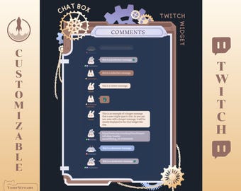 Fantasy Engineer Animated Chatbox and Bunny Chatwidget for Twitch | VTuber | Gears & Cogs