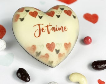 Coeur 3D tout chocolat Saint Valentin personnalisé avec votre texte