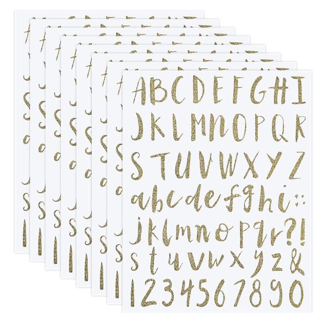 8 Sheets Vinyl Cursive Letter Alphabet Number Stickers Self Adhesive ...