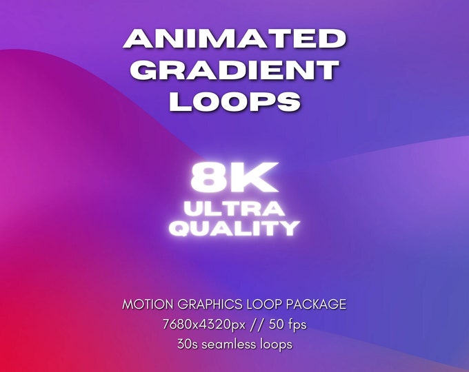 8K Animated Gradient Loop: Violet Motion Graphics (Digital Download)