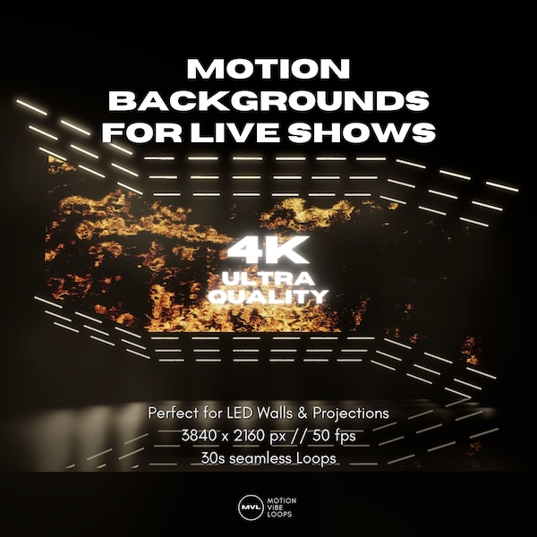 Gold Visual 4K VJ Loops - Three 4K Motion Graphics for Live Shows and Conferences, Motion Backgrounds, VJ Loop Footage, Perfect for LED Wall
