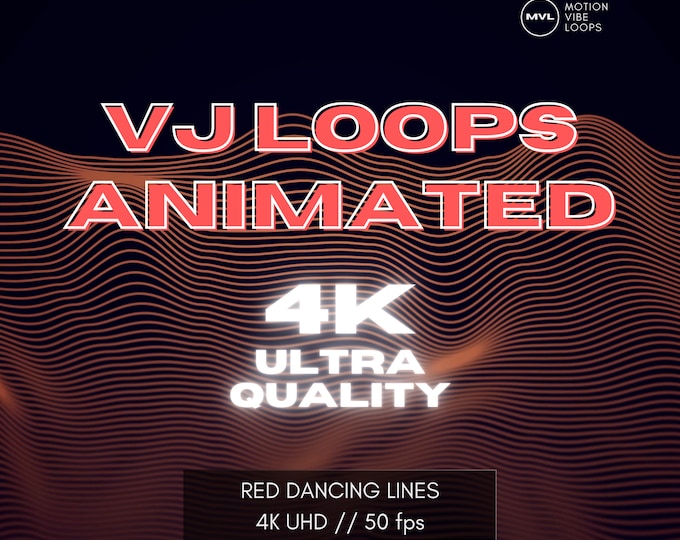 Abstract Red Line VJ Loops: 4K Animated Motion Graphics (Digital Download)