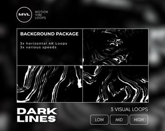 Three Dark Lines Animated Background | White Lines Abstract VJ Loops | Motion Graphics | Water Visuals | Digital Stock Footage | LED Wall