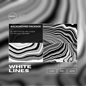 4K Visuals  - Motion Graphics Bundle - Dynamic White Lines, Abstract Background, High-Impact Animated Vj Backgrounds