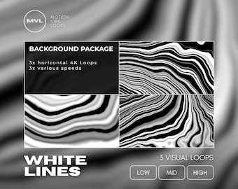 4K Visuals  - Motion Graphics Bundle - Dynamic White Lines, Abstract Background, High-Impact Animated Vj Backgrounds