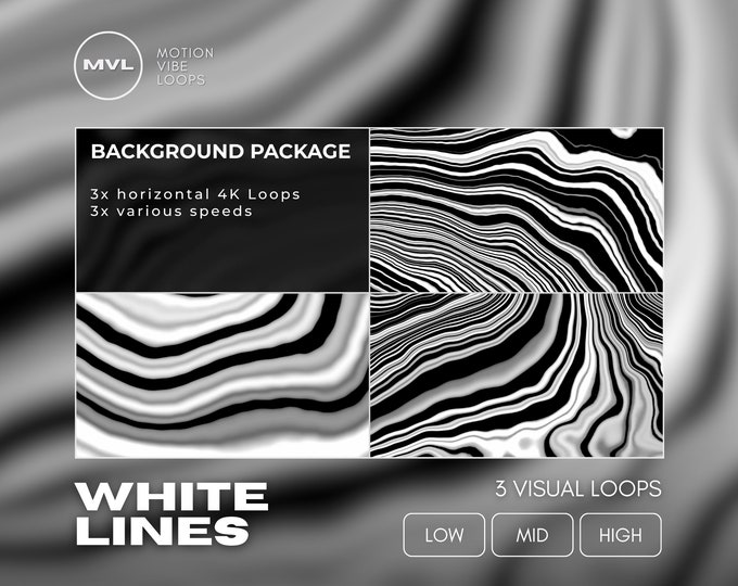 4K Visuals  - Motion Graphics Bundle - Dynamic White Lines, Abstract Background, High-Impact Animated Vj Backgrounds