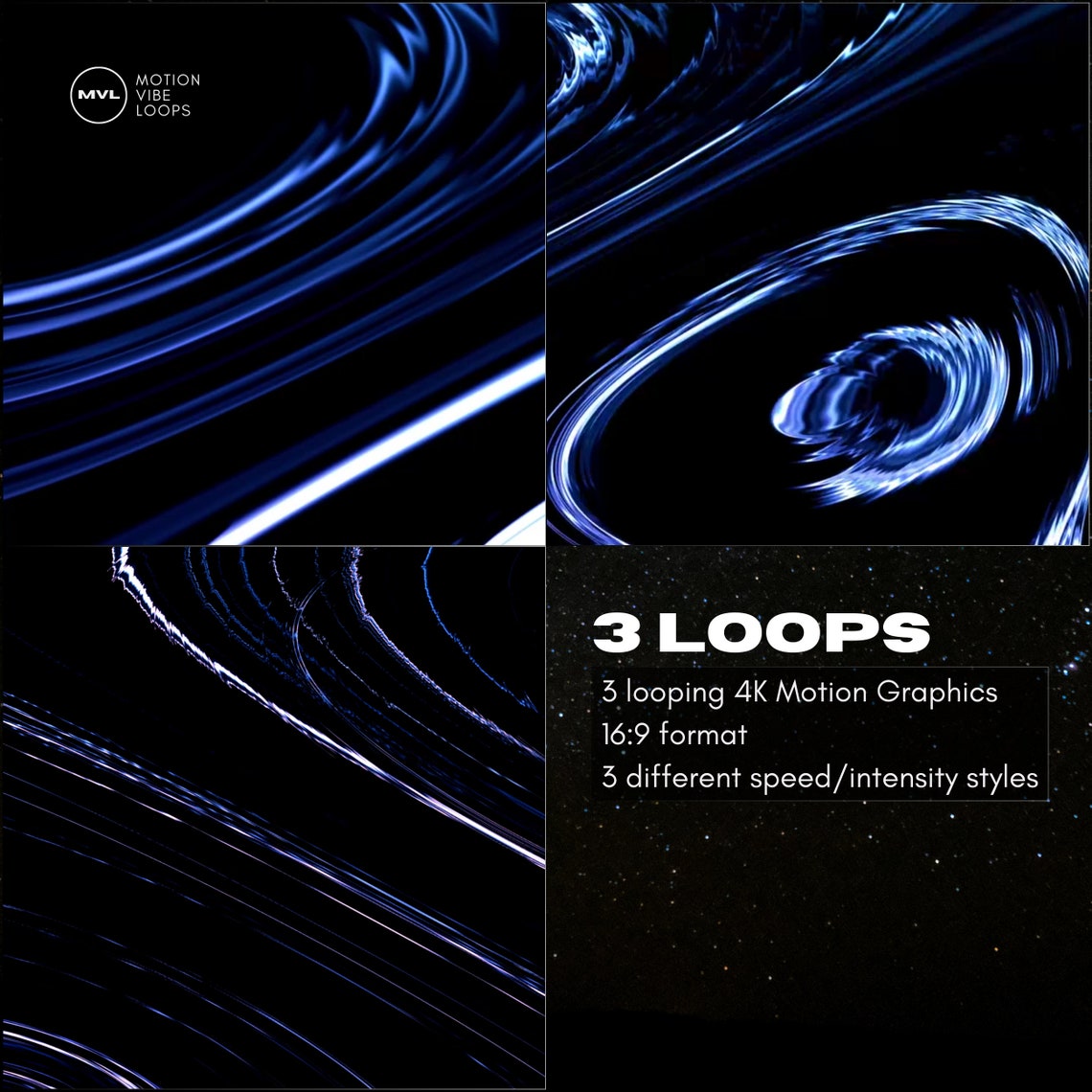 Engaging Motion Graphic Loops - Blue Lines, 3 Dynamic Visuals for ...