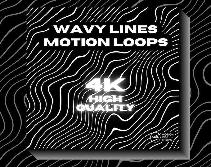Wavy White Lines 4K Motion Graphics: Abstract VJ Loops (Digital Download)