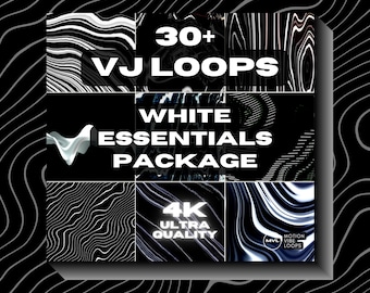 Más de 30 fondos gráficos en movimiento de ULTRA CALIDAD - Bucles VJ 4K esenciales blancos - Perfecto para editores de vídeo, diseñadores de movimiento, VJ y DJ