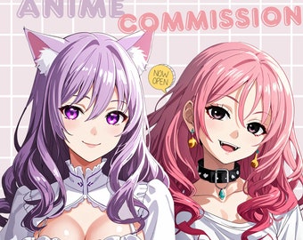 Comisión de Anime, Comisión de Personajes Personalizados, Retrato de Arte de Anime, Creador de Personajes de Anime, OC, Vtuber, Waifu