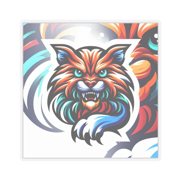 Tiger Sticker | Colorful Wildlife Decal | Majestic Animal Laptop And Water Bottle Vinyl | Jungle Theme Decor | Bold & Bright Tiger Art