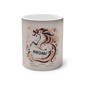 Unicorn Color-Changing Mug - Personalized Inspirational Mug - Gift for Girls, Daughters, Nieces - Magic Tea Mug, Custom