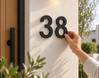 3D Zahlen & Nummern selbstklebend – Ziffern 0–9 für innen und außen, Smooth, Schwarz Weiß, Hausnummern und Wandzahlen matt einfache Montage